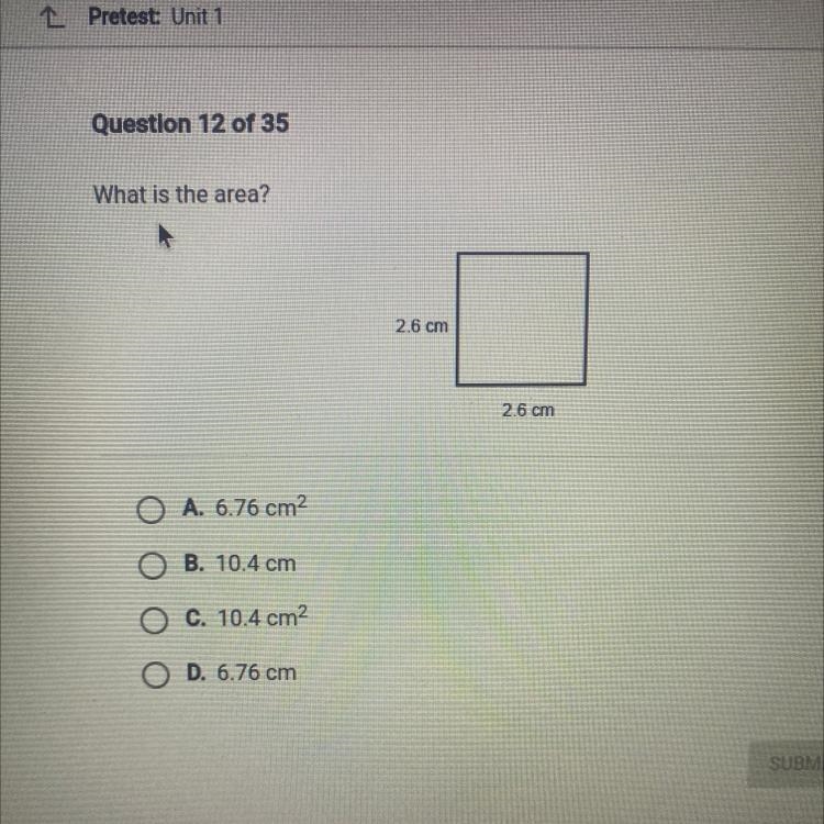 Hii can someone help me find the area of this square-example-1