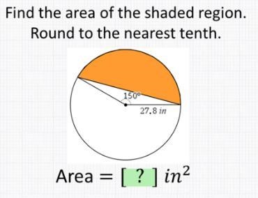 Find the area of the shaded region round to the nearest tenth-example-1