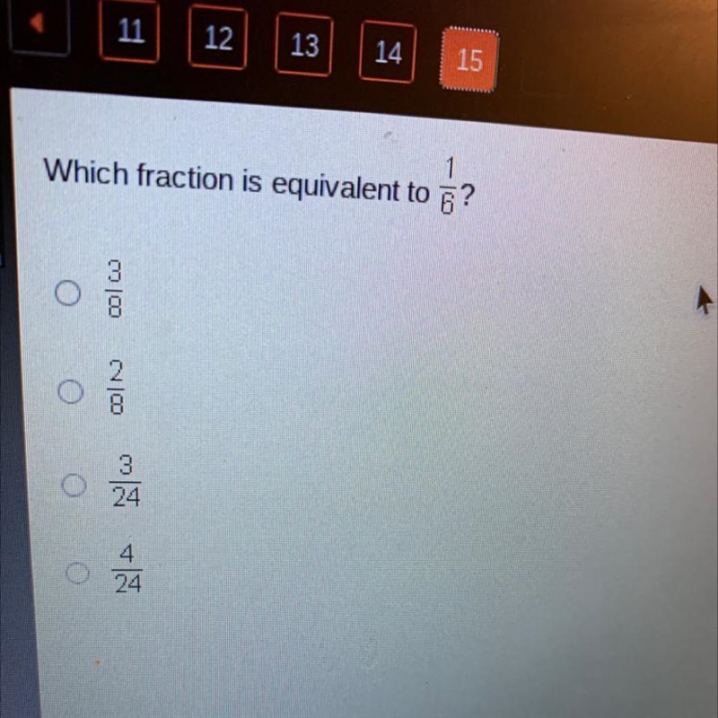 Which fraction is equivalent to 1/6?-example-1