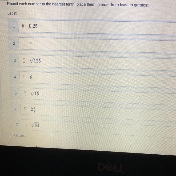 Round each number to the nearest 10th, place them in order from least to greatest-example-1