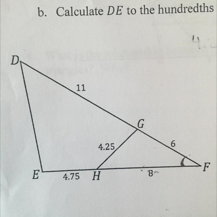 Calculate DE to the hundredths place.-example-1