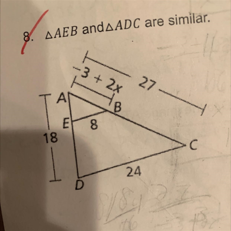 In the following question solve for X please help!-example-1