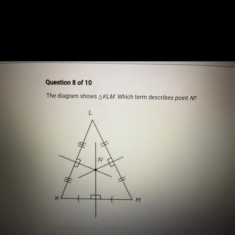 Which term best describes point N?-example-1