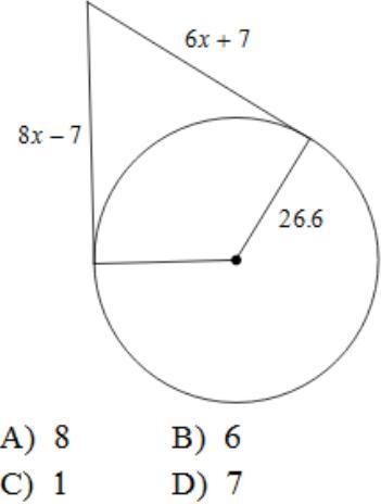 What is the value of x A)8 B)6 C)1 D)7-example-1