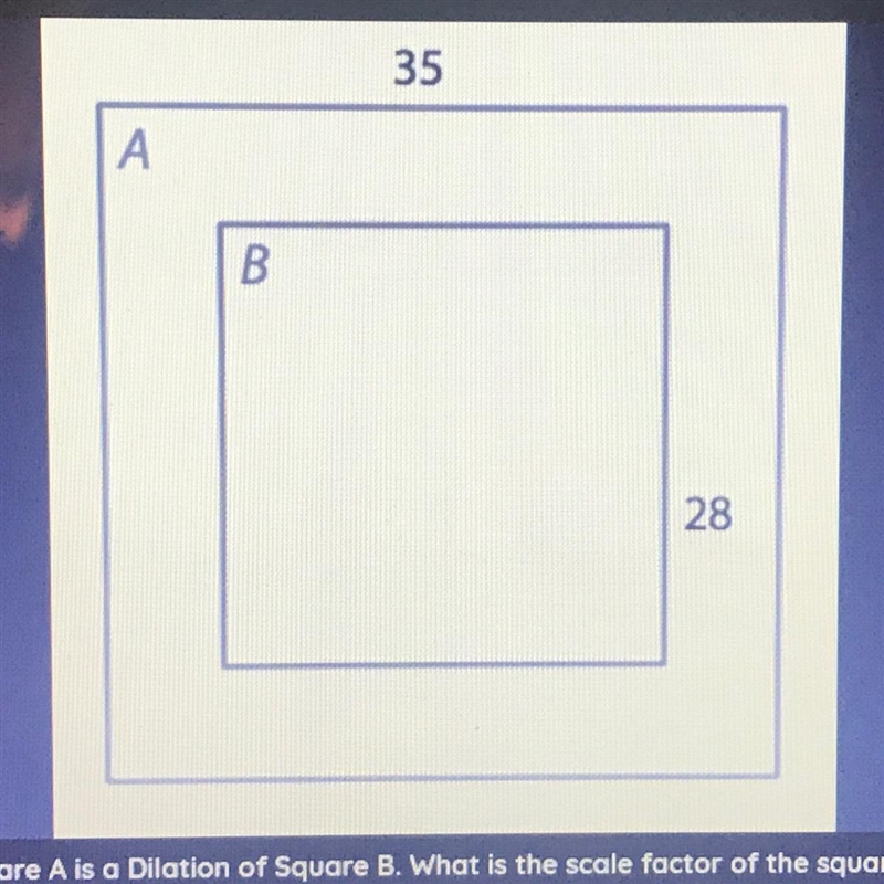 Square A is a Dilation of Square B. What is thescale factor of the squares? (remember-example-1