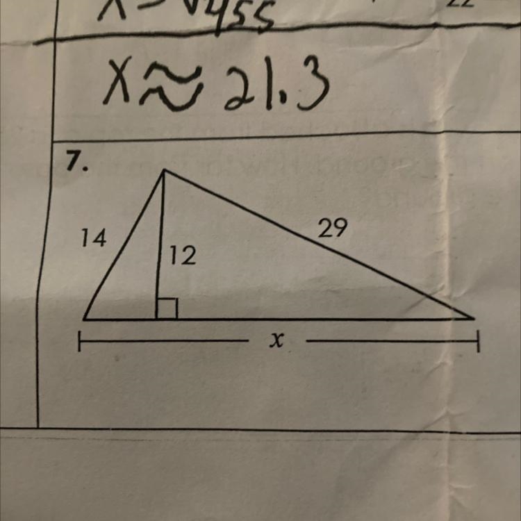 I need help with 7 please it says find the value of x round each answer to the nearest-example-1