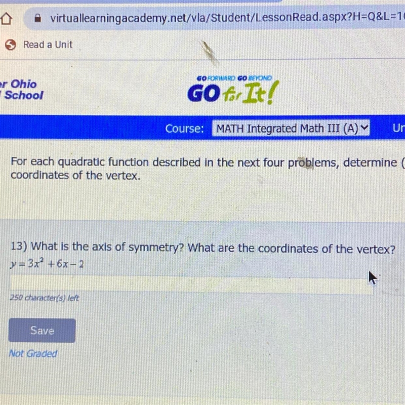 What is the axis of symmetry? What are the coordinates of the vertex? y = 3x² +6x-example-1