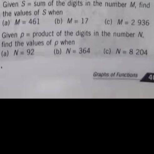 7 Given S - sum of the digits in the number M, find the values of S when (a) M461 (b-example-1