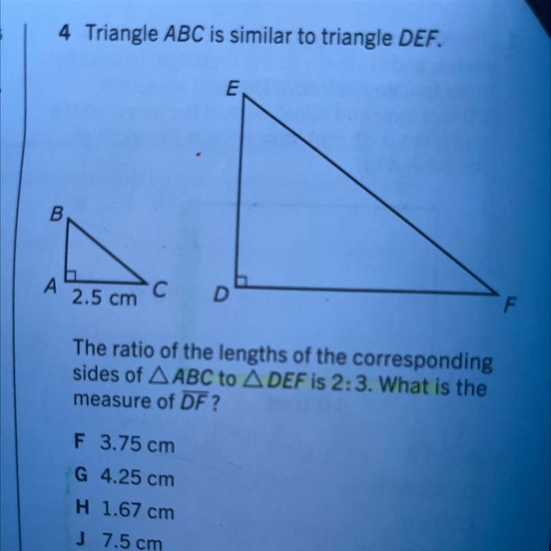 triangle ABC is similar to triangle DEF. The ratio of the lengths of the corresponding-example-1