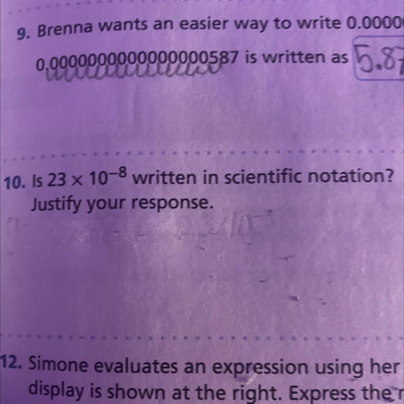 Is 23 x 10^-8 written in scientific notation? Justify your response.-example-1