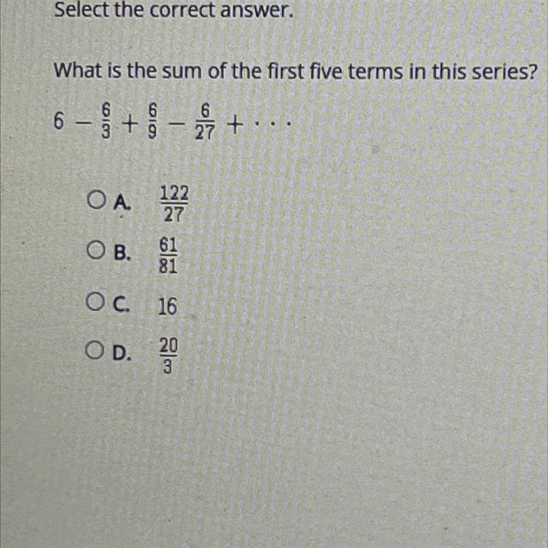 What is the sum of the first five terms in this series?(picture of problem below)-example-1