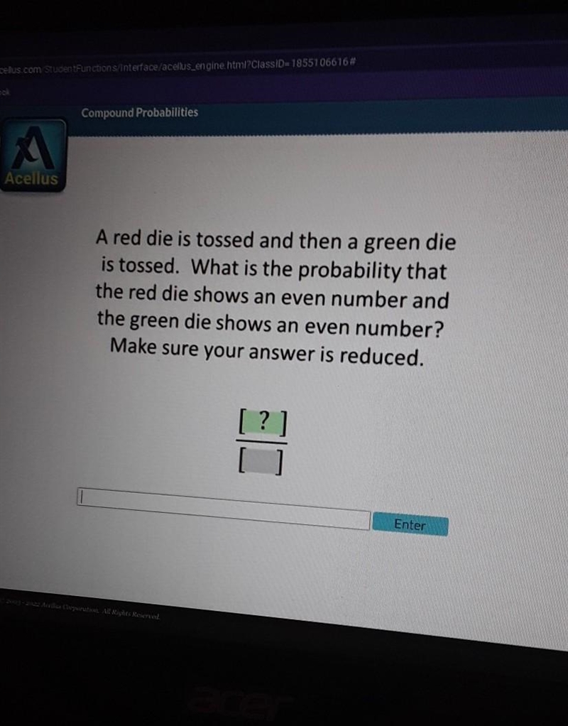 A red die is tossed and then a green die is tossed. What is the probability that the-example-1