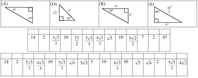 Use the properties of 30-60-90 and 45-45-90 triangles to solve for x in each of the-example-2