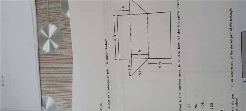 What is the surface area, in square feet, of the triangular prism?-example-1