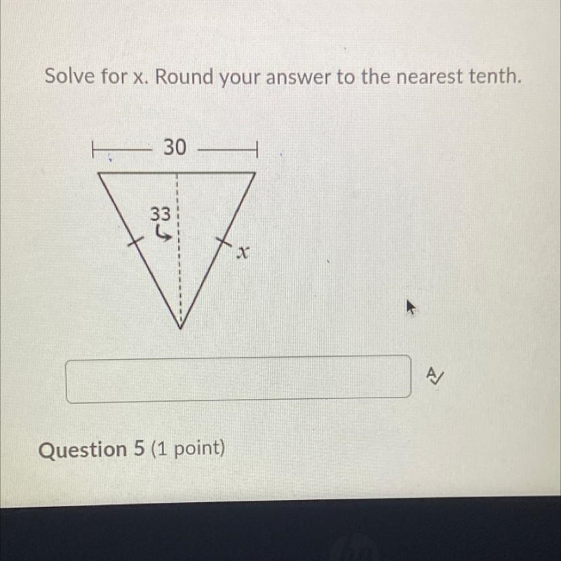 Solve for x. Round your answer to the nearest tenth.-example-1