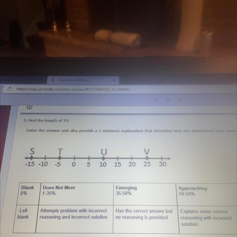 Geometry. Use the photo to help me find Length of T V-example-1