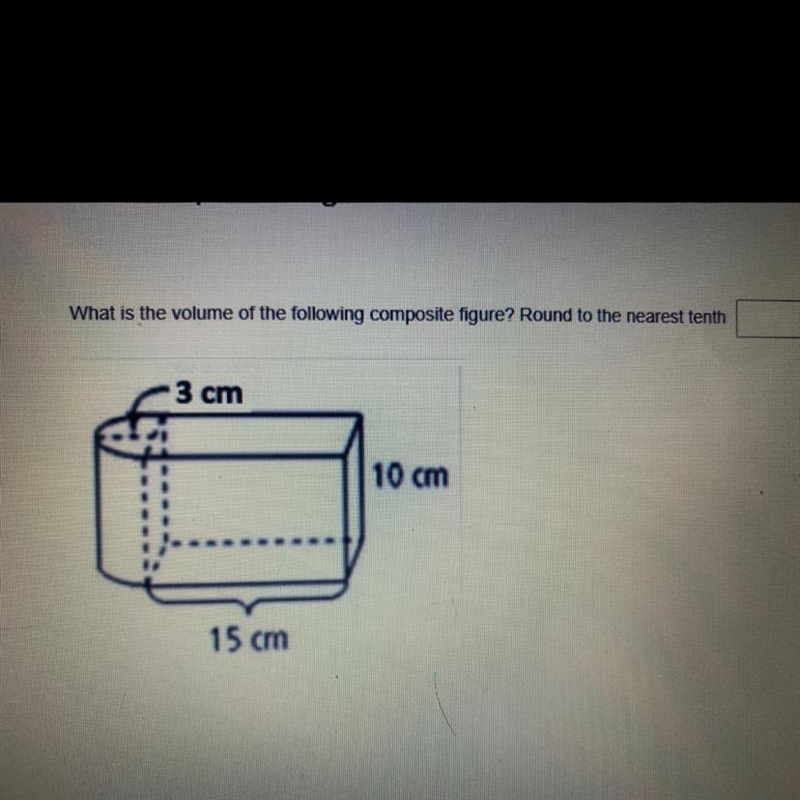 What is the volume of the following composite figure? Round to the nearest tenth3 cm-example-1