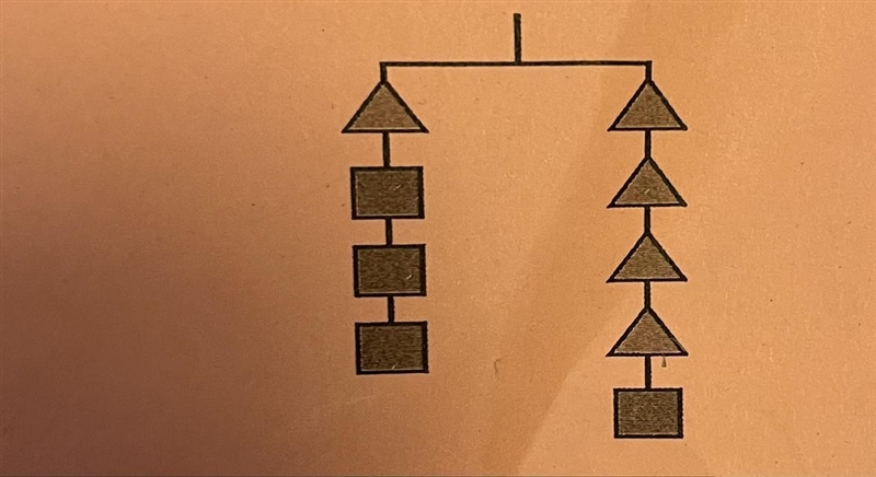 In this hanger, the weight of the triangle is x and the weight of the square is y-example-1