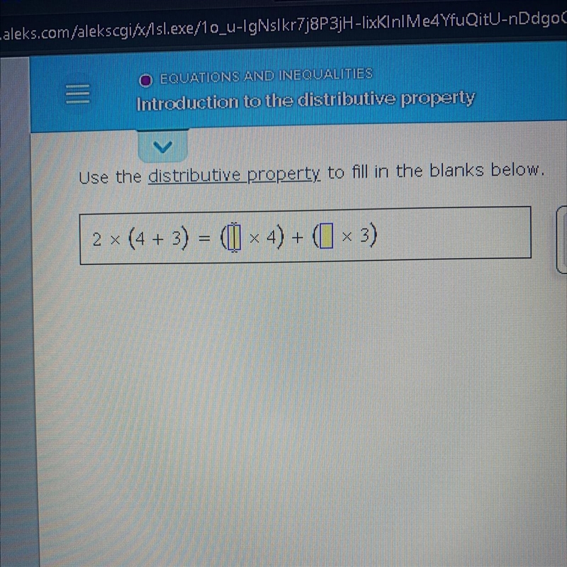 Use the distributive property to fill in the blanks below-example-1