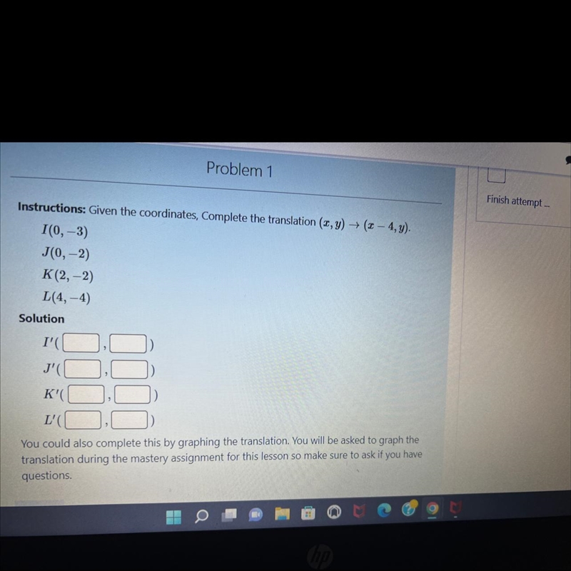 Instructions:Given the coordinates the translation (x,y)>(x-4,y).-example-1