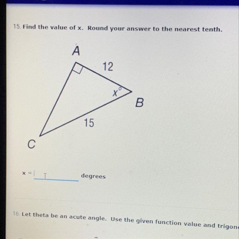 Find the value of x. Round your answer to the nearest tenth.-example-1