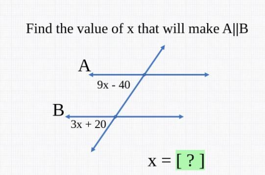 Find the value of x that will make A||B-example-1