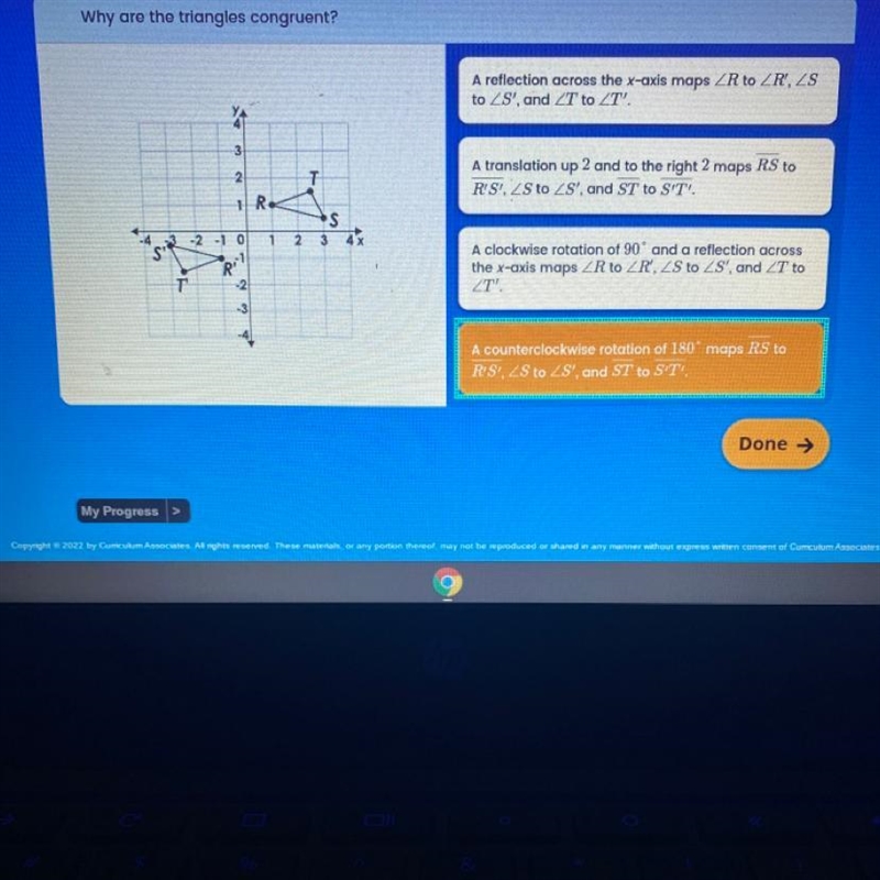 Why are the triangles congruent?-example-1