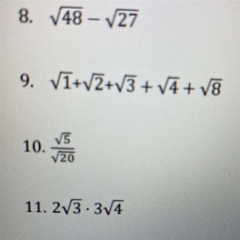 Number 9 help please. square roots-example-1