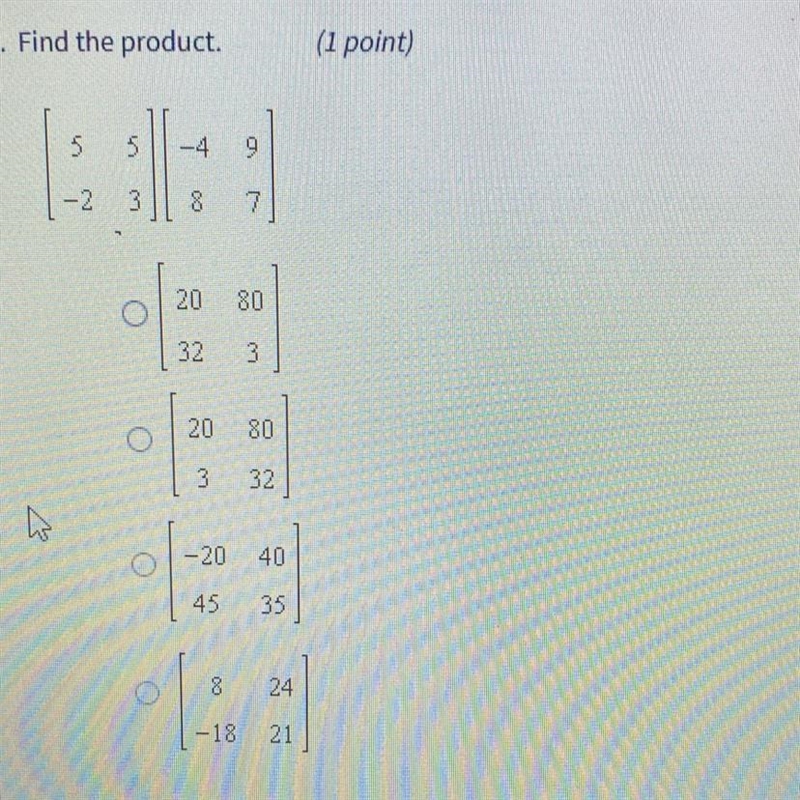 Find the product. [5 5 [-4 9 -2 3] 8 7]-example-1