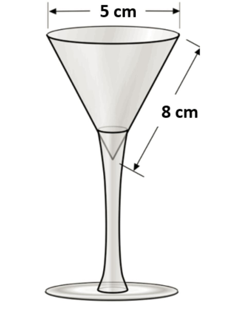 Calculate the volume of liquid that would fill the bowl of the glass. SHOW ALL WORK-example-1