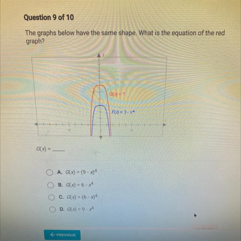 What is the equation of the red graph?-example-1