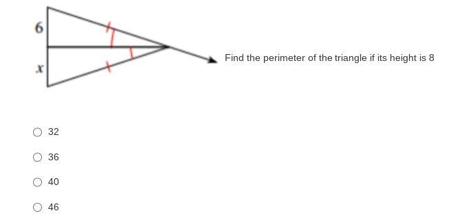 Find the perimeter of the triangle if its height is 8-example-1