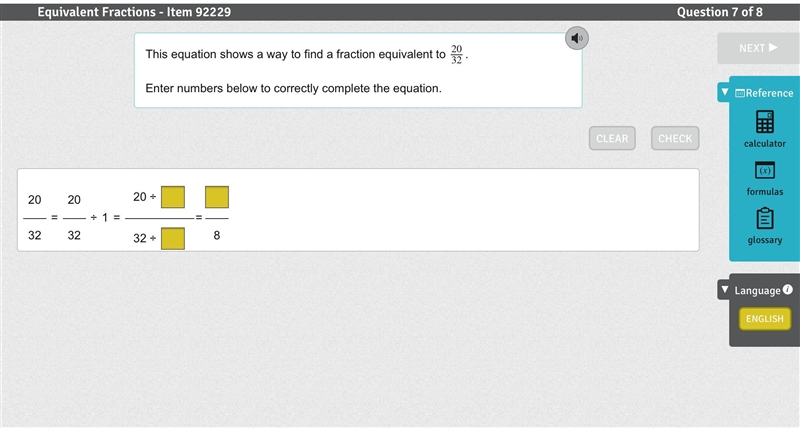 This equation shows a way to find a fraction equivalent to 2032 2 0 3 2 . Enter numbers-example-1