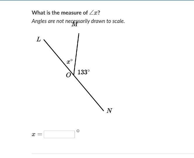 What is the measure of \angle x∠xangle, x? Angles are not necessarily drawn to scale-example-1