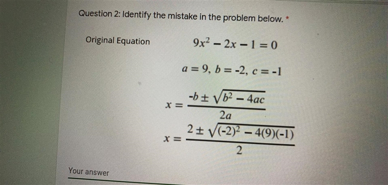 9x {}^(2) - 2x - 1 = 0need the solve-example-1