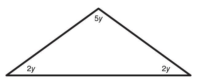 Write two equivalent expressions to represent the sum of the angles of this triangle-example-1