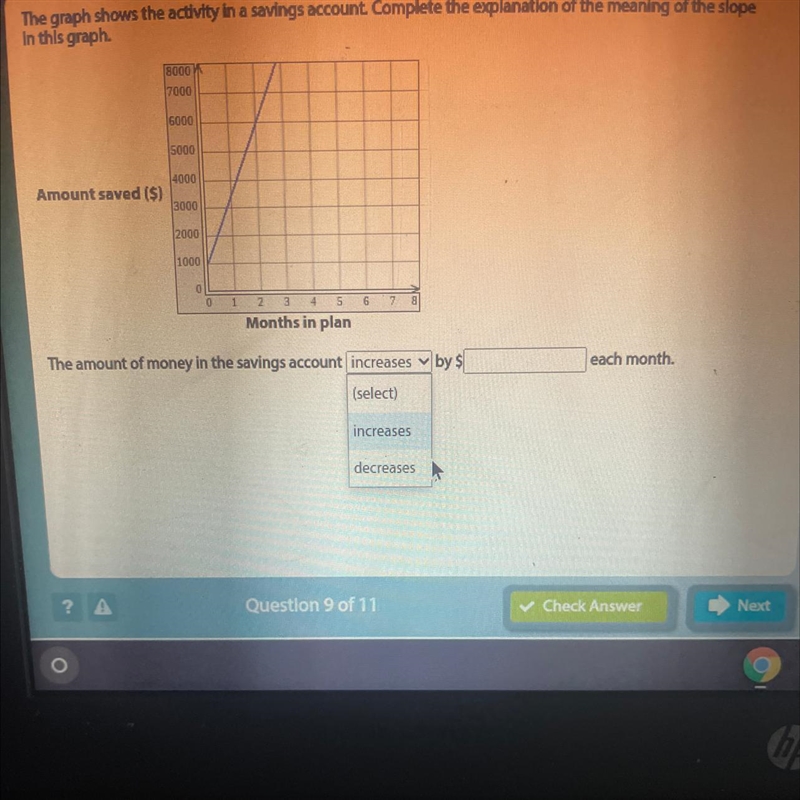 Read and tell me number of $______ each month. The graph shows the activity in a savings-example-1