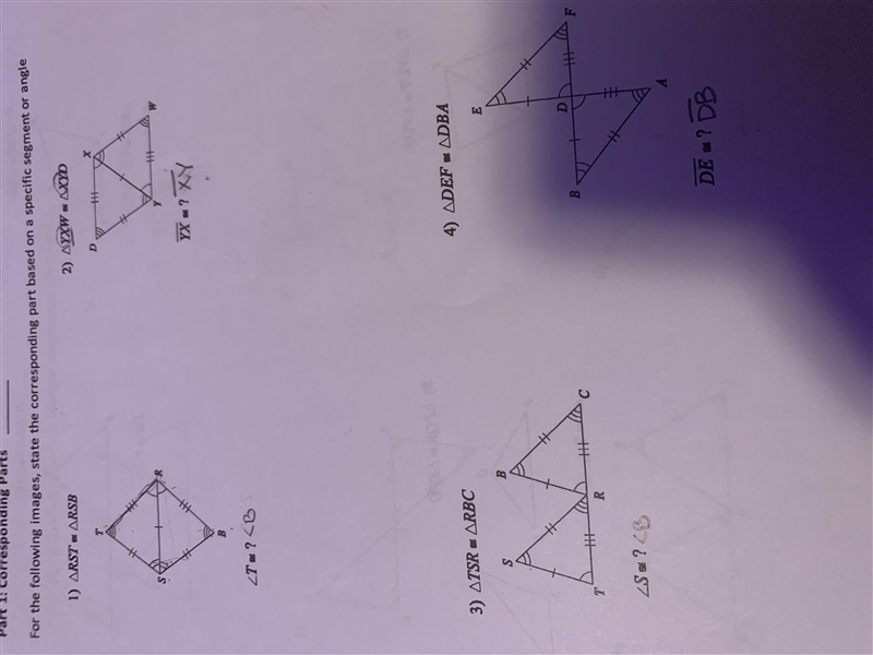 State the corresponding part used on a specific segment or angle-example-1