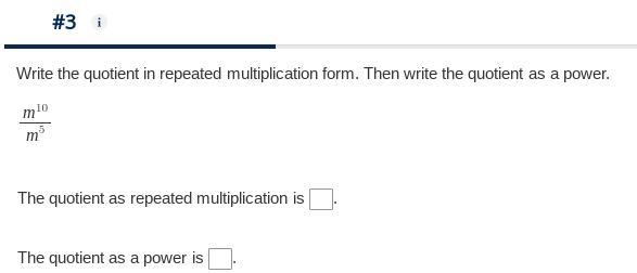 Write the quotient in repeated multiplication form. Then write the quotient as a power-example-1