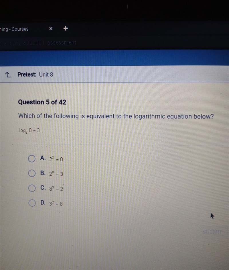 Which of the following is equivalent to the logarithmic equation below?​-example-1