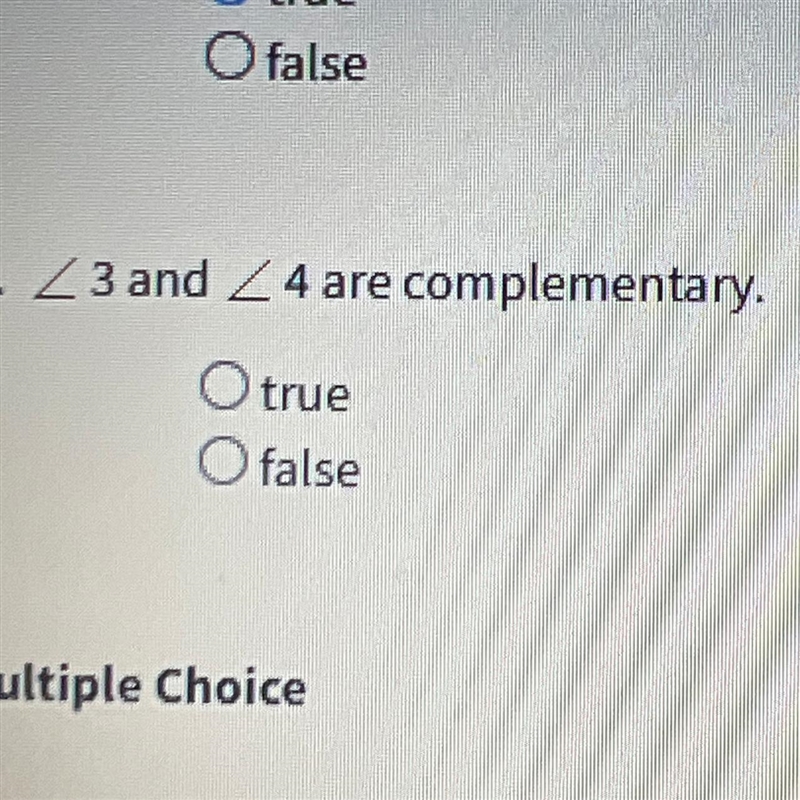 3 and 4 are complementary A. True B. False-example-1