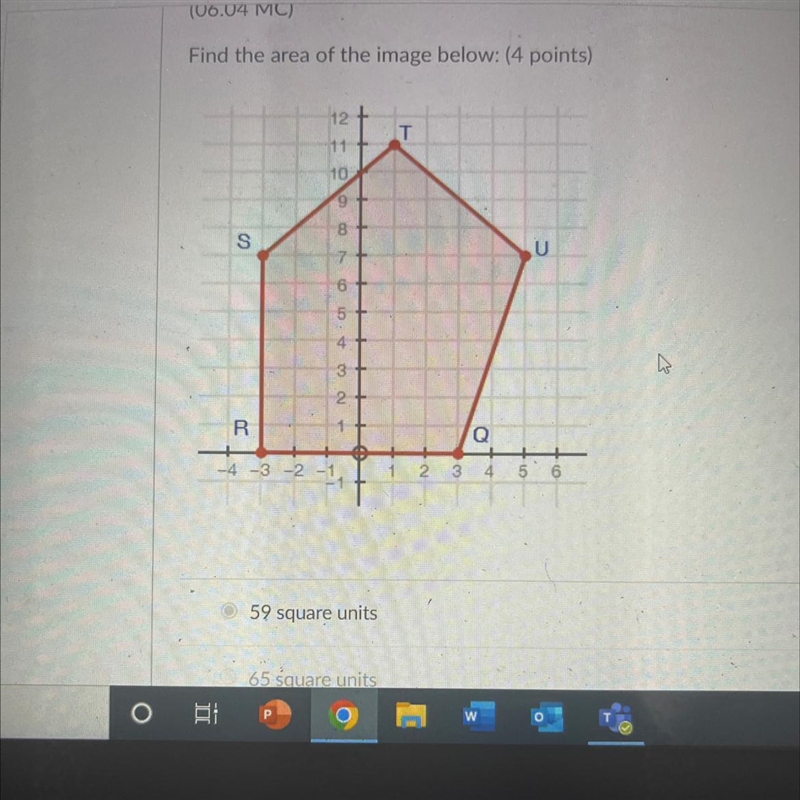 Find the perimeter of the image below Answer choices 59 sq units 65 sq units 72 sq-example-1