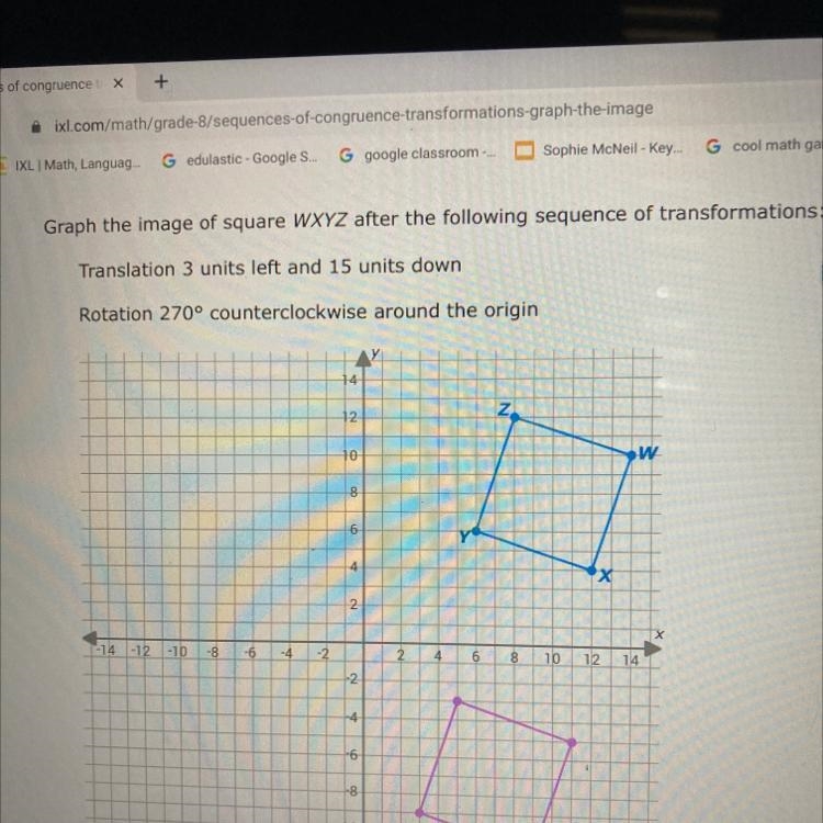 Translation 3 units left and 15 units down Rotation 270° counterclockwise around the-example-1