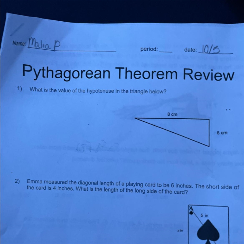 What is the value of the hypotenuse in the triangle below ?-example-1