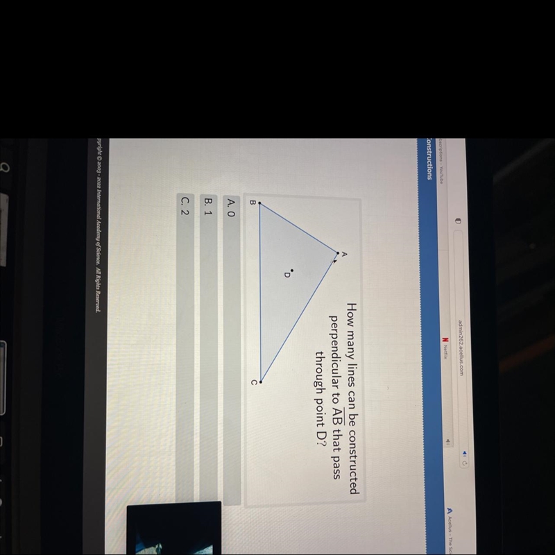 Acellus: How many lines can be constructed perpendicular to AB that pass through point-example-1