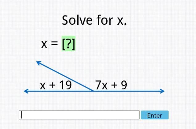 Solve for x. x= x+19 7x+9-example-1