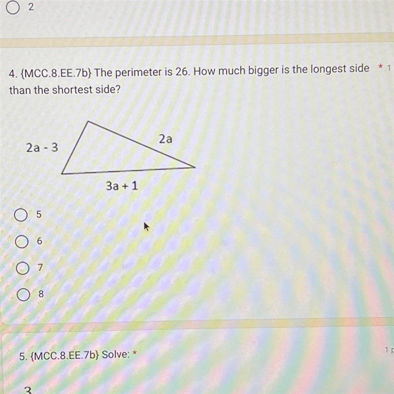 The perimeter is 26. How much bigger is the longest side than the shortest side?-example-1