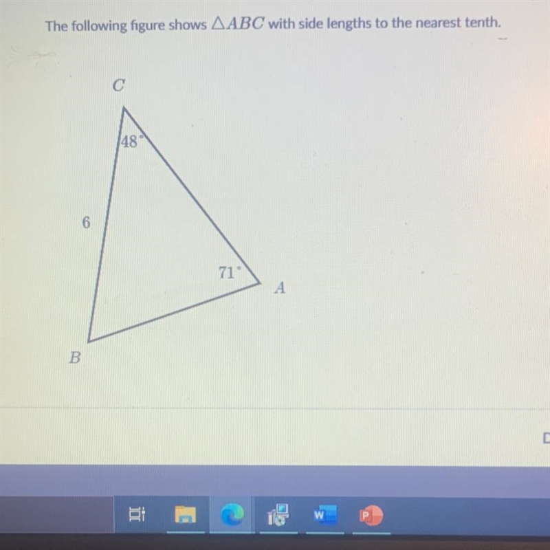 The following figure shows AABC with side lengths to the nearest tenth. C 48 6 71 A-example-1