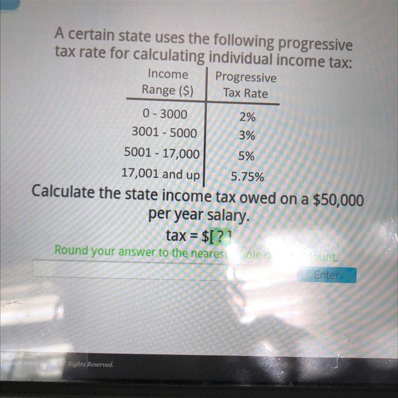 A certain state uses the following progressivetax rate for calculating individual-example-1