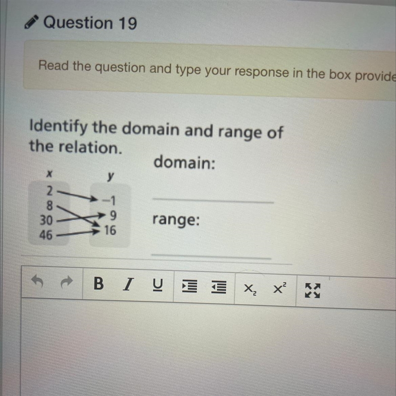 Identify the domain and range of the relation. domain: range :-example-1